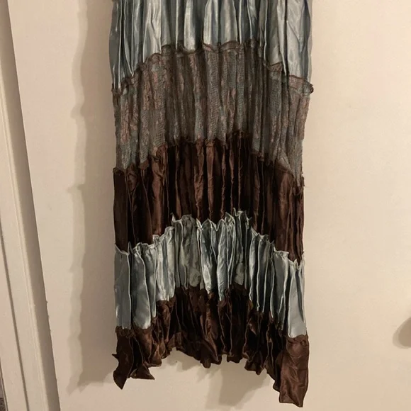 Vintage Guess Ruffled Baby Doll Dress Women's S Brown Teal Fairy Lace Y2K - Picture 4 of 10